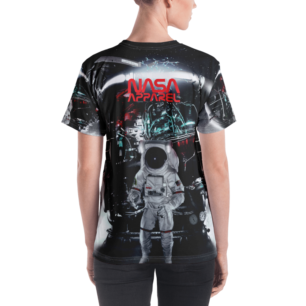 Skydiving T-shirts NASA - Astronaut in Darkness and Meteors - Women's sublimation t-shirt, T-shirt, Skydiving Apparel, Skydiving Apparel, Skydiving Apparel, Skydiving Gear, Olympics, T-Shirts, Skydive Chicago, Skydive City, Skydive Perris, Drop Zone Apparel, USPA, united states parachute association, Freefly, BASE, World Record,