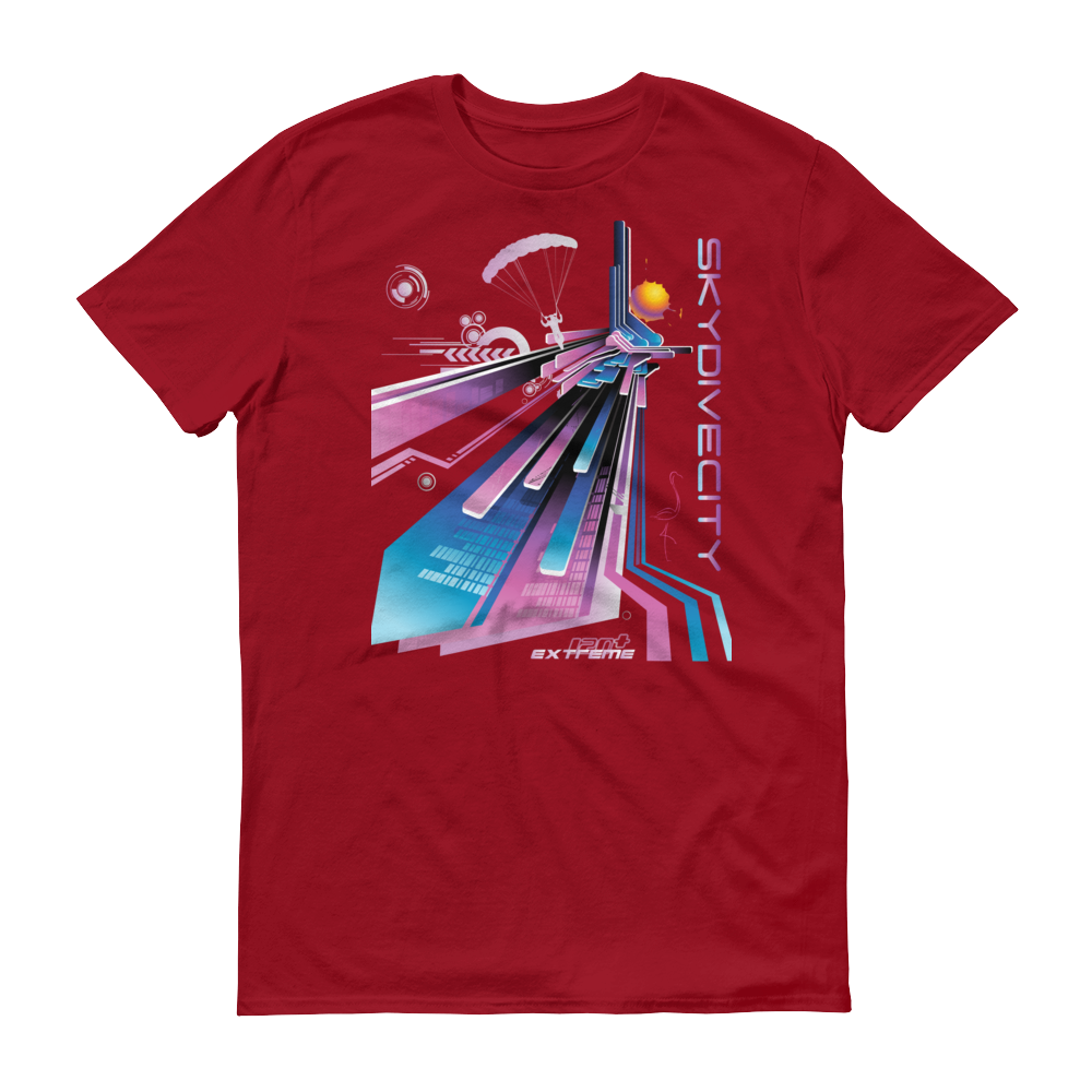 Skydiving T-shirts Skydive City - Flamingo - Men`s Colored T-Shirts, Men's Colored Tees, Skydiving Apparel, Skydiving Apparel, Skydiving Apparel, Skydiving Gear, Olympics, T-Shirts, Skydive Chicago, Skydive City, Skydive Perris, Drop Zone Apparel, USPA, united states parachute association, Freefly, BASE, World Record,