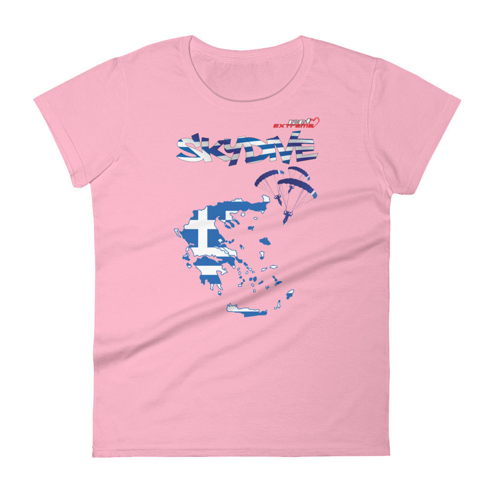 Skydiving T-shirts - Skydive All World - GREECE - Ladies' Tee -, Shirts, Skydiving Apparel, Skydiving Apparel, Skydiving Apparel, Skydiving Gear, Olympics, T-Shirts, Skydive Chicago, Skydive City, Skydive Perris, Drop Zone Apparel, USPA, united states parachute association, Freefly, BASE, World Record,