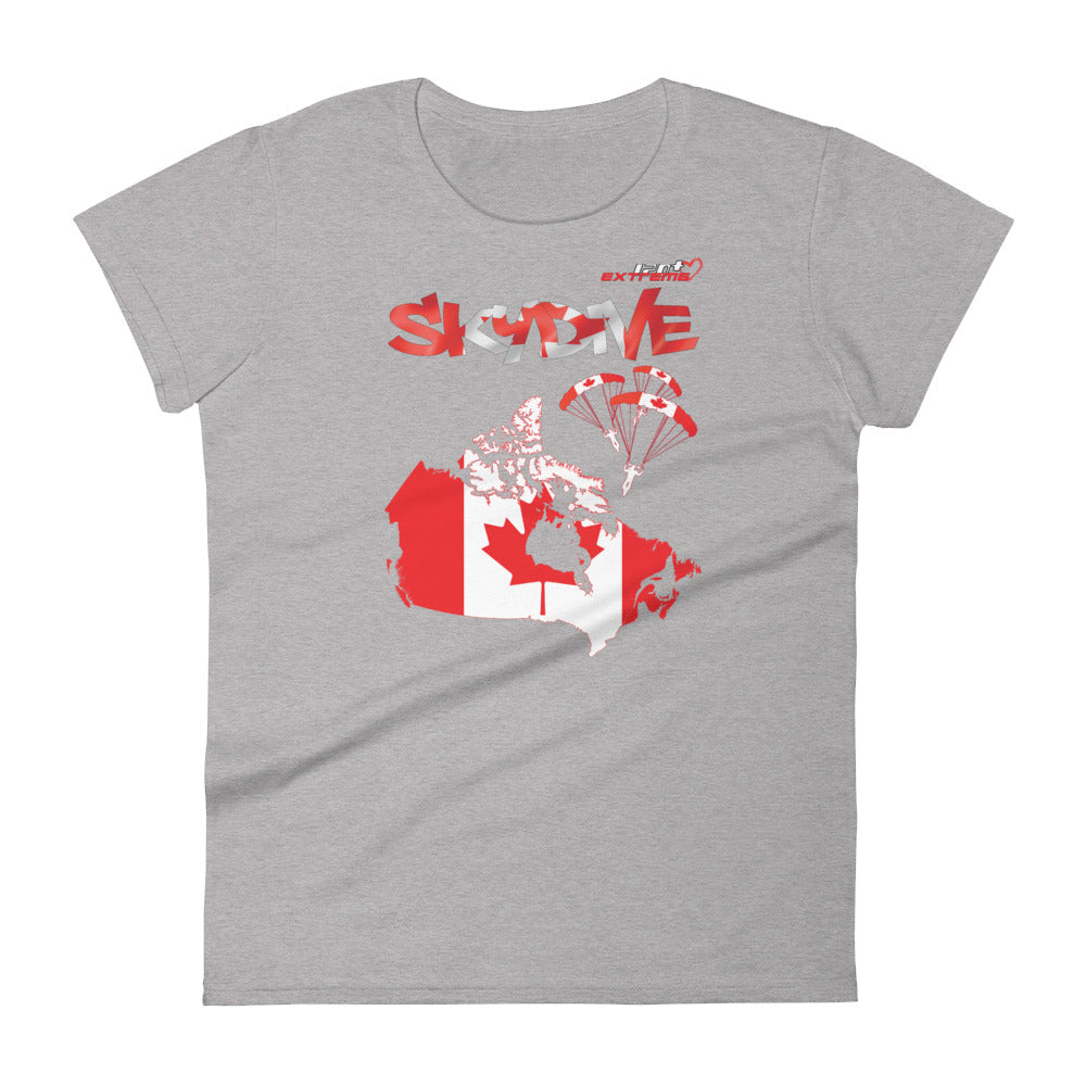 Skydiving T-shirts - Skydive All World - CANADA - Ladies' Tee, Shirts, Skydiving Apparel, Skydiving Apparel, Skydiving Apparel, Skydiving Gear, Olympics, T-Shirts, Skydive Chicago, Skydive City, Skydive Perris, Drop Zone Apparel, USPA, united states parachute association, Freefly, BASE, World Record,