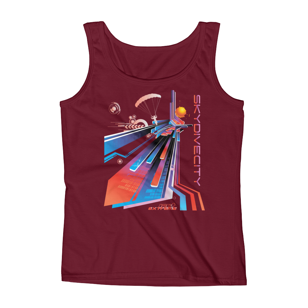 Skydiving T-shirts Ladies' Tank - Skydive City - Sunset, Tanks, Skydiving Apparel, Skydiving Apparel, Skydiving Apparel, Skydiving Gear, Olympics, T-Shirts, Skydive Chicago, Skydive City, Skydive Perris, Drop Zone Apparel, USPA, united states parachute association, Freefly, BASE, World Record,