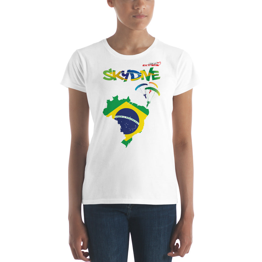 Skydiving T-shirts - Skydive All World - BRAZIL - Ladies' Tee -, Shirts, Skydiving Apparel, Skydiving Apparel, Skydiving Apparel, Skydiving Gear, Olympics, T-Shirts, Skydive Chicago, Skydive City, Skydive Perris, Drop Zone Apparel, USPA, united states parachute association, Freefly, BASE, World Record,