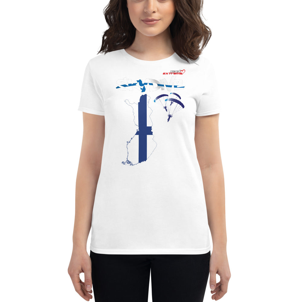 Skydiving T-shirts - Skydive All World - FINLAND - Ladies' Tee -, Shirts, Skydiving Apparel, Skydiving Apparel, Skydiving Apparel, Skydiving Gear, Olympics, T-Shirts, Skydive Chicago, Skydive City, Skydive Perris, Drop Zone Apparel, USPA, united states parachute association, Freefly, BASE, World Record,