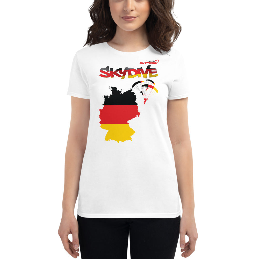 Skydiving T-shirts - Skydive All World - GERMANY - Ladies' Tee -, Shirts, Skydiving Apparel, Skydiving Apparel, Skydiving Apparel, Skydiving Gear, Olympics, T-Shirts, Skydive Chicago, Skydive City, Skydive Perris, Drop Zone Apparel, USPA, united states parachute association, Freefly, BASE, World Record,