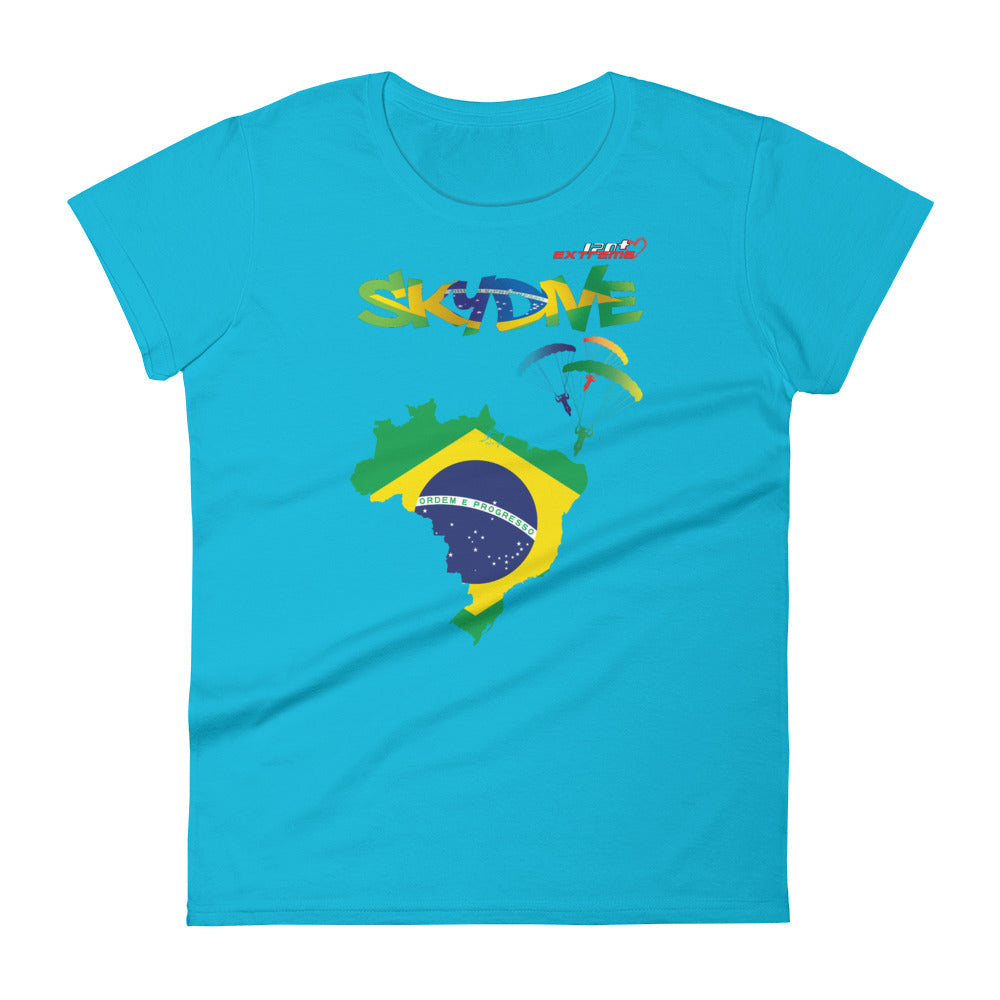 Skydiving T-shirts - Skydive All World - BRAZIL - Ladies' Tee -, Shirts, Skydiving Apparel, Skydiving Apparel, Skydiving Apparel, Skydiving Gear, Olympics, T-Shirts, Skydive Chicago, Skydive City, Skydive Perris, Drop Zone Apparel, USPA, united states parachute association, Freefly, BASE, World Record,