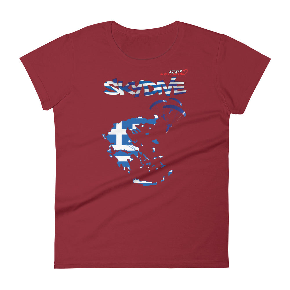 Skydiving T-shirts - Skydive All World - GREECE - Ladies' Tee -, Shirts, Skydiving Apparel, Skydiving Apparel, Skydiving Apparel, Skydiving Gear, Olympics, T-Shirts, Skydive Chicago, Skydive City, Skydive Perris, Drop Zone Apparel, USPA, united states parachute association, Freefly, BASE, World Record,