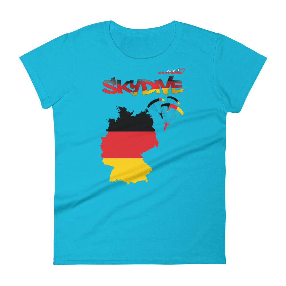 Skydiving T-shirts - Skydive All World - GERMANY - Ladies' Tee -, Shirts, Skydiving Apparel, Skydiving Apparel, Skydiving Apparel, Skydiving Gear, Olympics, T-Shirts, Skydive Chicago, Skydive City, Skydive Perris, Drop Zone Apparel, USPA, united states parachute association, Freefly, BASE, World Record,