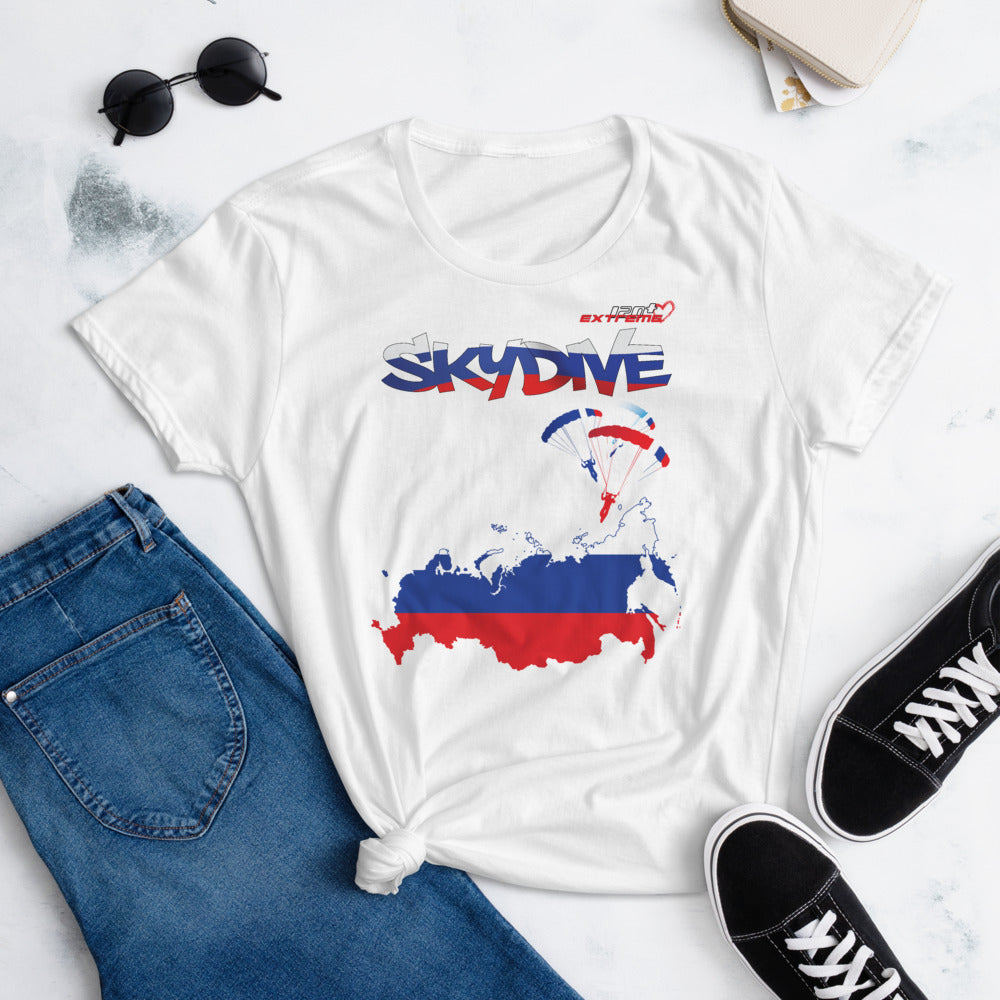 Skydiving T-shirts - Skydive All World - RUSSIA - Ladies' Tee -, Shirts, Skydiving Apparel, Skydiving Apparel, Skydiving Apparel, Skydiving Gear, Olympics, T-Shirts, Skydive Chicago, Skydive City, Skydive Perris, Drop Zone Apparel, USPA, united states parachute association, Freefly, BASE, World Record,