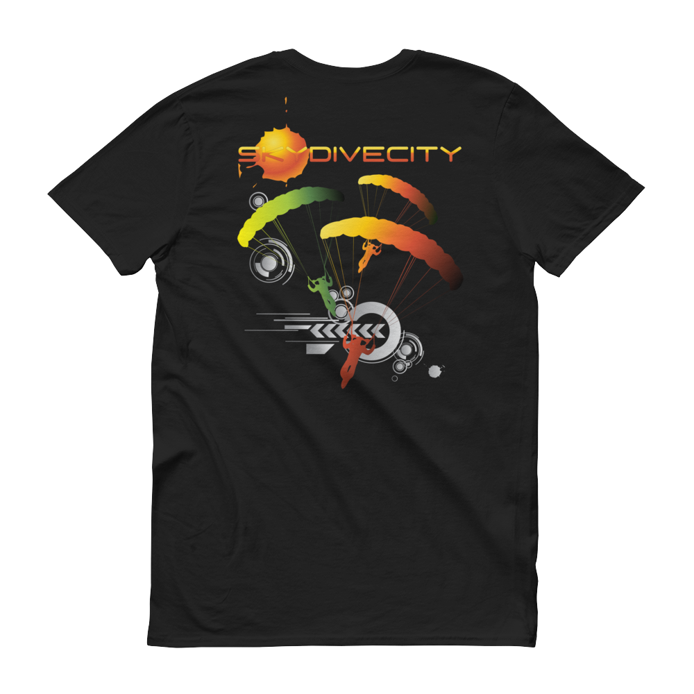 Skydiving T-shirts Skydive City - Sunrise - Men`s Colored T-Shirts, Men's Colored Tees, Skydiving Apparel, Skydiving Apparel, Skydiving Apparel, Skydiving Gear, Olympics, T-Shirts, Skydive Chicago, Skydive City, Skydive Perris, Drop Zone Apparel, USPA, united states parachute association, Freefly, BASE, World Record,