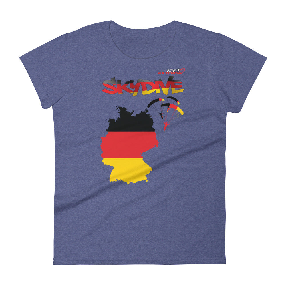 Skydiving T-shirts - Skydive All World - GERMANY - Ladies' Tee -, Shirts, Skydiving Apparel, Skydiving Apparel, Skydiving Apparel, Skydiving Gear, Olympics, T-Shirts, Skydive Chicago, Skydive City, Skydive Perris, Drop Zone Apparel, USPA, united states parachute association, Freefly, BASE, World Record,