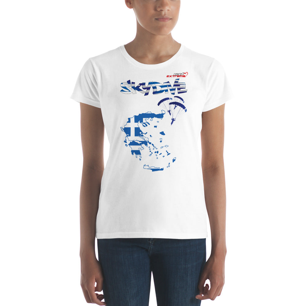 Skydiving T-shirts - Skydive All World - GREECE - Ladies' Tee -, Shirts, Skydiving Apparel, Skydiving Apparel, Skydiving Apparel, Skydiving Gear, Olympics, T-Shirts, Skydive Chicago, Skydive City, Skydive Perris, Drop Zone Apparel, USPA, united states parachute association, Freefly, BASE, World Record,