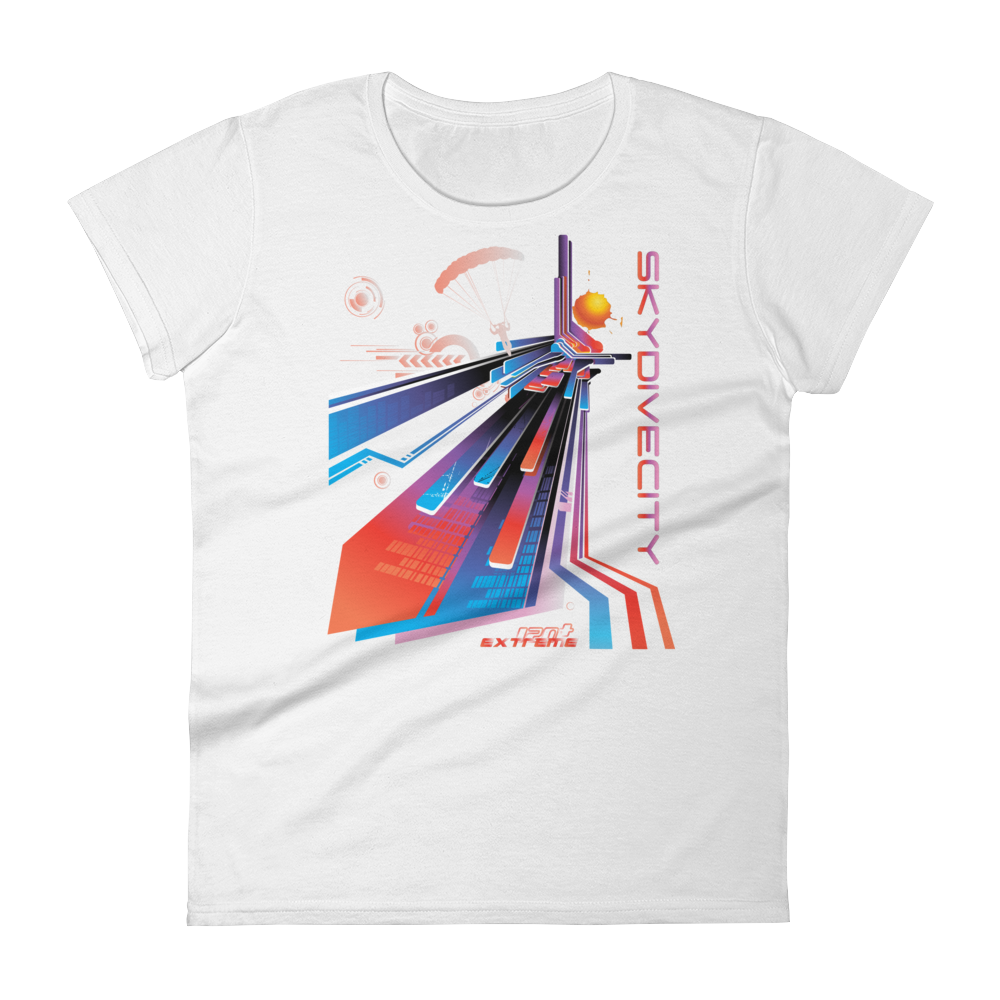 Skydiving T-shirts Skydive City - Sunset - Women`s Colored T-Shirts, Women's Colored Tees, Skydiving Apparel, Skydiving Apparel, Skydiving Apparel, Skydiving Gear, Olympics, T-Shirts, Skydive Chicago, Skydive City, Skydive Perris, Drop Zone Apparel, USPA, united states parachute association, Freefly, BASE, World Record,