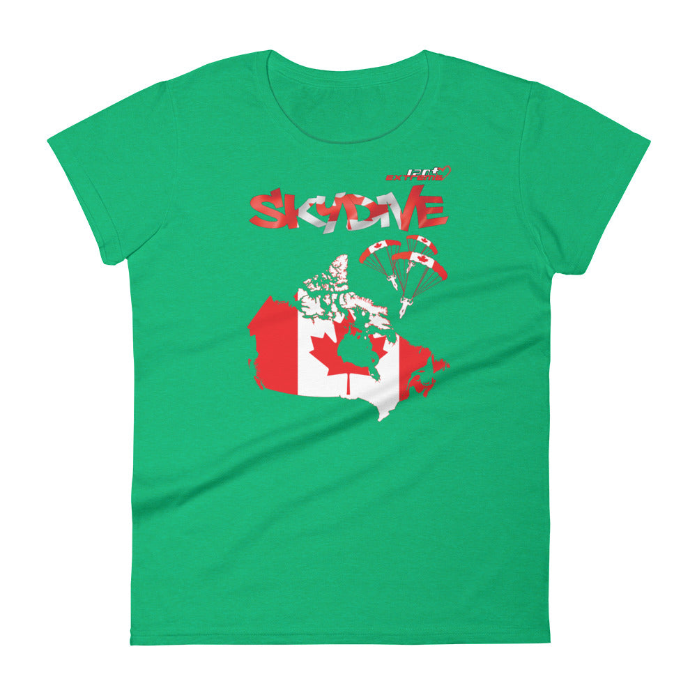 Skydiving T-shirts - Skydive All World - CANADA - Ladies' Tee, Shirts, Skydiving Apparel, Skydiving Apparel, Skydiving Apparel, Skydiving Gear, Olympics, T-Shirts, Skydive Chicago, Skydive City, Skydive Perris, Drop Zone Apparel, USPA, united states parachute association, Freefly, BASE, World Record,