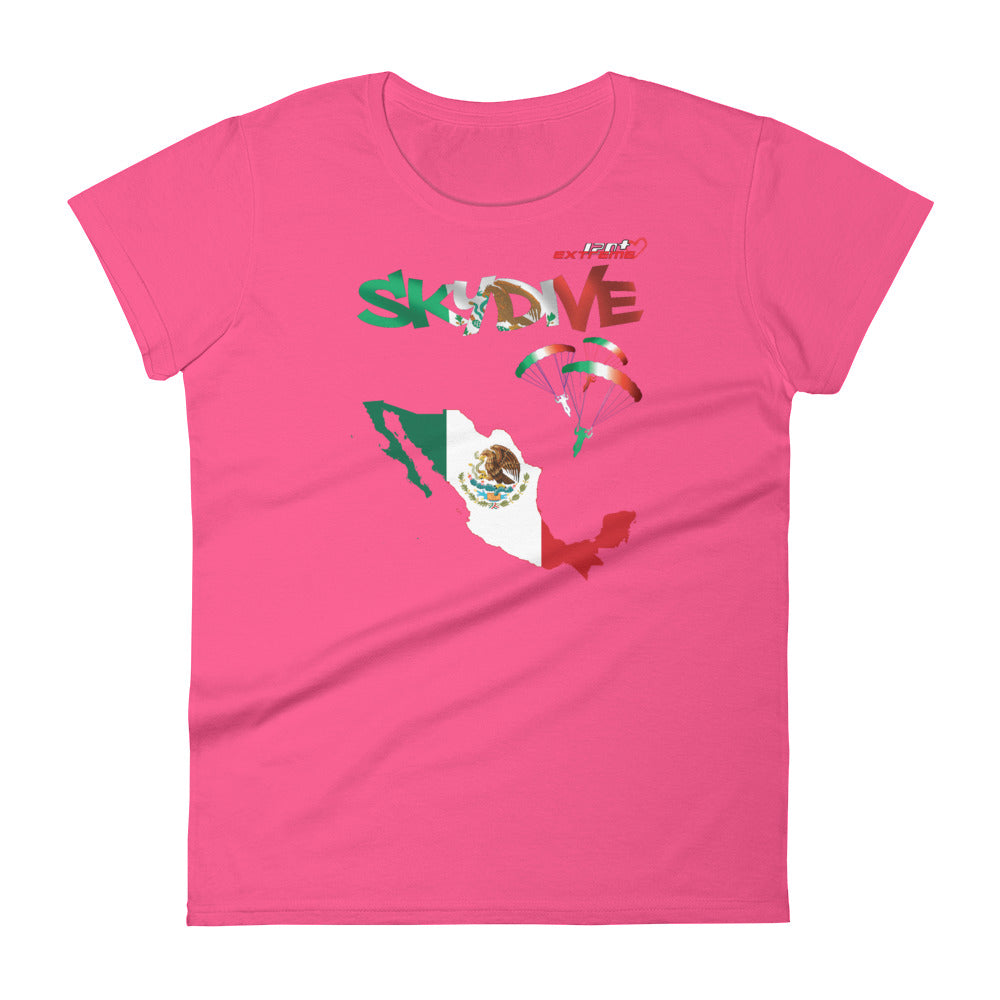 Skydiving T-shirts - Skydive All World - MEXICO - Ladies' Tee -, Shirts, Skydiving Apparel, Skydiving Apparel, Skydiving Apparel, Skydiving Gear, Olympics, T-Shirts, Skydive Chicago, Skydive City, Skydive Perris, Drop Zone Apparel, USPA, united states parachute association, Freefly, BASE, World Record,