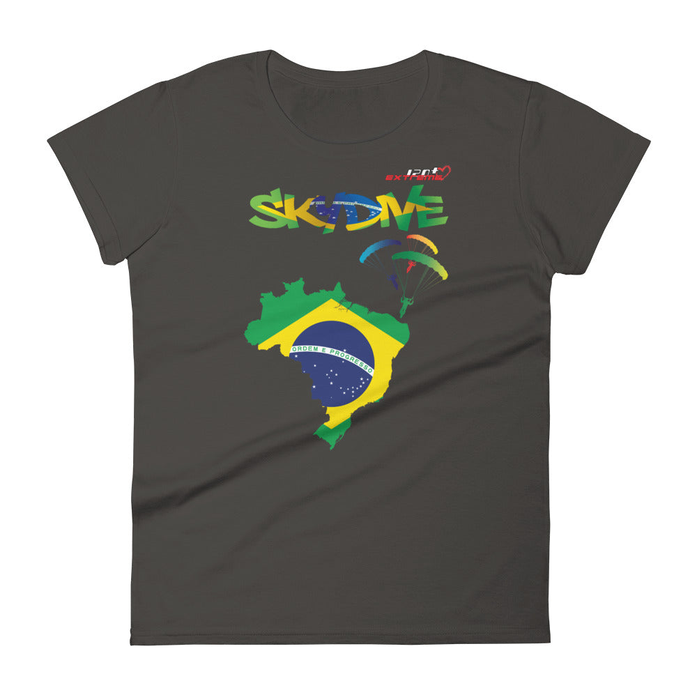 Skydiving T-shirts - Skydive All World - BRAZIL - Ladies' Tee -, Shirts, Skydiving Apparel, Skydiving Apparel, Skydiving Apparel, Skydiving Gear, Olympics, T-Shirts, Skydive Chicago, Skydive City, Skydive Perris, Drop Zone Apparel, USPA, united states parachute association, Freefly, BASE, World Record,