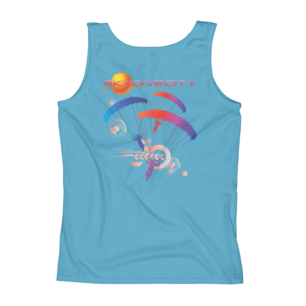 Skydiving T-shirts Ladies' Tank - Skydive City - Sunset, Tanks, Skydiving Apparel, Skydiving Apparel, Skydiving Apparel, Skydiving Gear, Olympics, T-Shirts, Skydive Chicago, Skydive City, Skydive Perris, Drop Zone Apparel, USPA, united states parachute association, Freefly, BASE, World Record,