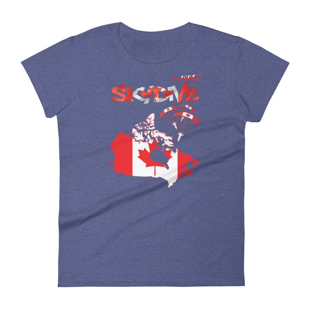 Skydiving T-shirts - Skydive All World - CANADA - Ladies' Tee, Shirts, Skydiving Apparel, Skydiving Apparel, Skydiving Apparel, Skydiving Gear, Olympics, T-Shirts, Skydive Chicago, Skydive City, Skydive Perris, Drop Zone Apparel, USPA, united states parachute association, Freefly, BASE, World Record,