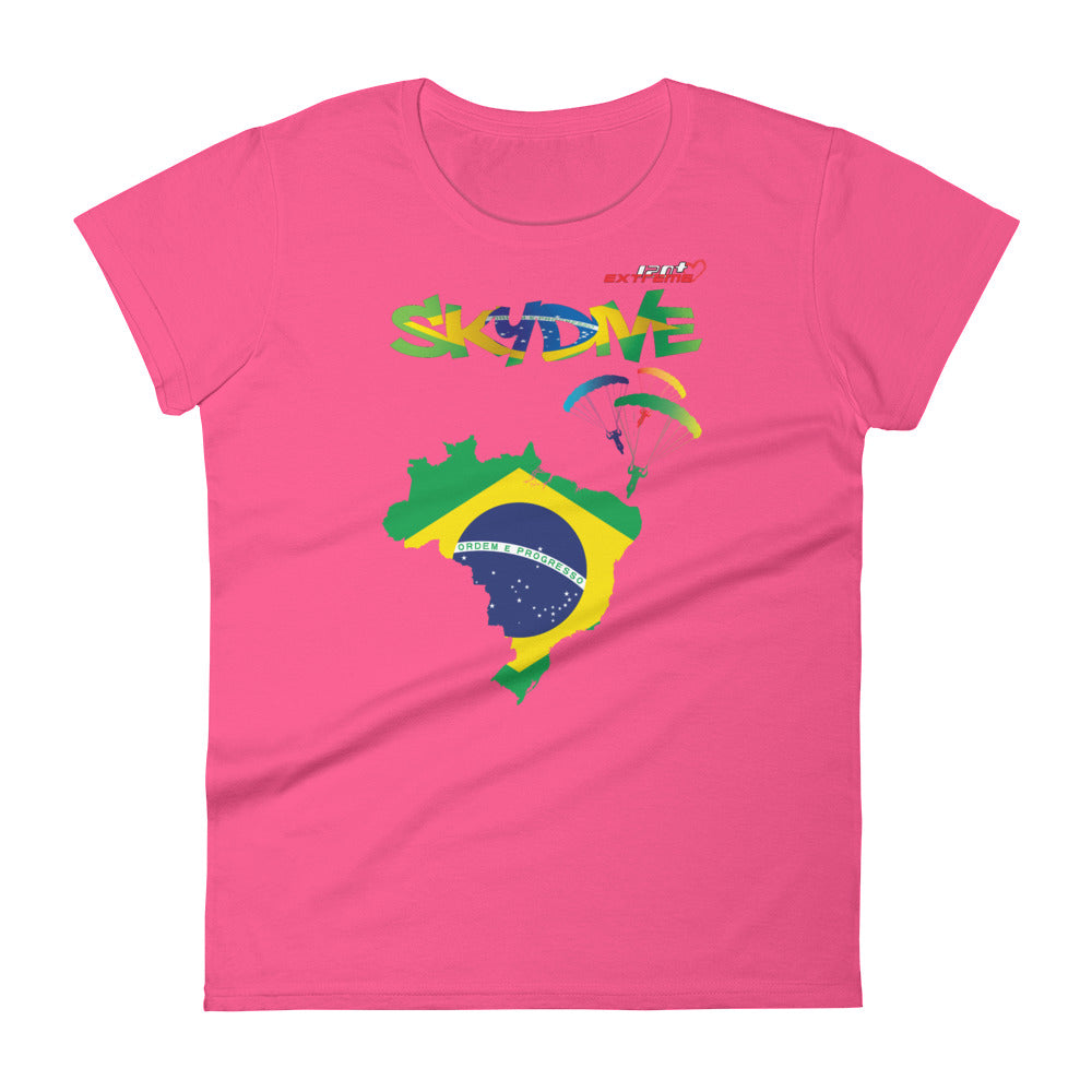 Skydiving T-shirts - Skydive All World - BRAZIL - Ladies' Tee -, Shirts, Skydiving Apparel, Skydiving Apparel, Skydiving Apparel, Skydiving Gear, Olympics, T-Shirts, Skydive Chicago, Skydive City, Skydive Perris, Drop Zone Apparel, USPA, united states parachute association, Freefly, BASE, World Record,