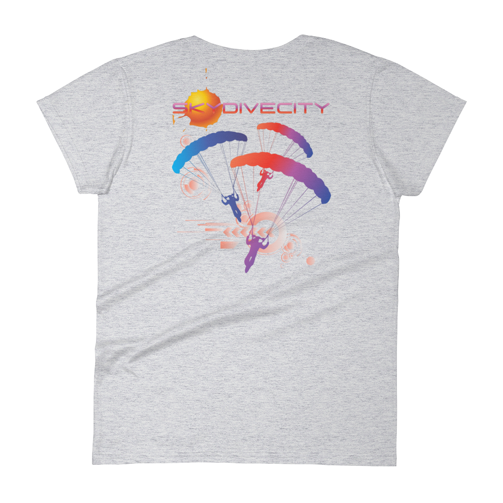 Skydiving T-shirts Skydive City - Sunset - Women`s Colored T-Shirts, Women's Colored Tees, Skydiving Apparel, Skydiving Apparel, Skydiving Apparel, Skydiving Gear, Olympics, T-Shirts, Skydive Chicago, Skydive City, Skydive Perris, Drop Zone Apparel, USPA, united states parachute association, Freefly, BASE, World Record,