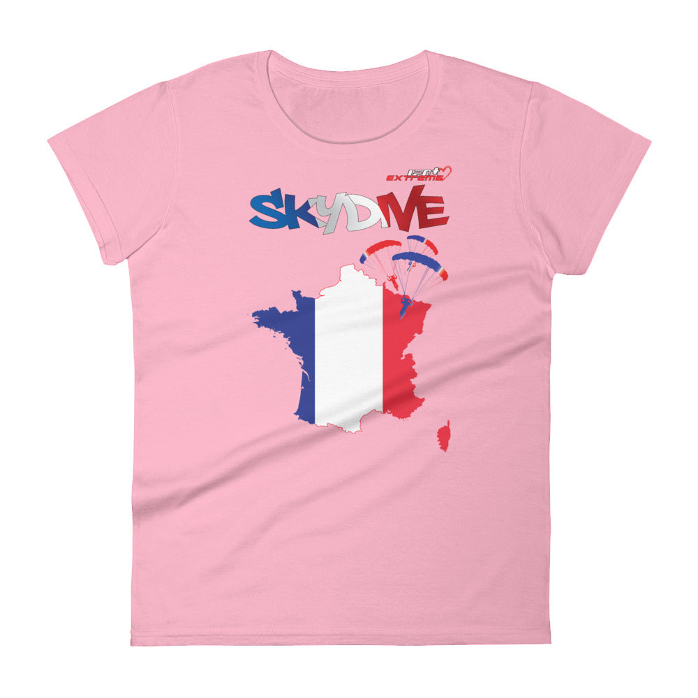 Skydiving T-shirts - Skydive All World - FRANCE - Ladies' Tee -, Shirts, Skydiving Apparel, Skydiving Apparel, Skydiving Apparel, Skydiving Gear, Olympics, T-Shirts, Skydive Chicago, Skydive City, Skydive Perris, Drop Zone Apparel, USPA, united states parachute association, Freefly, BASE, World Record,