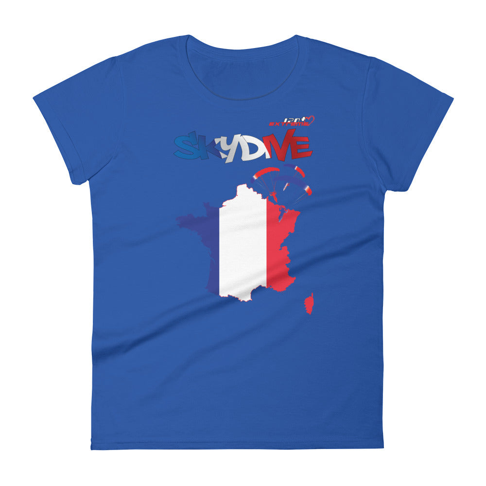 Skydiving T-shirts - Skydive All World - FRANCE - Ladies' Tee -, Shirts, Skydiving Apparel, Skydiving Apparel, Skydiving Apparel, Skydiving Gear, Olympics, T-Shirts, Skydive Chicago, Skydive City, Skydive Perris, Drop Zone Apparel, USPA, united states parachute association, Freefly, BASE, World Record,