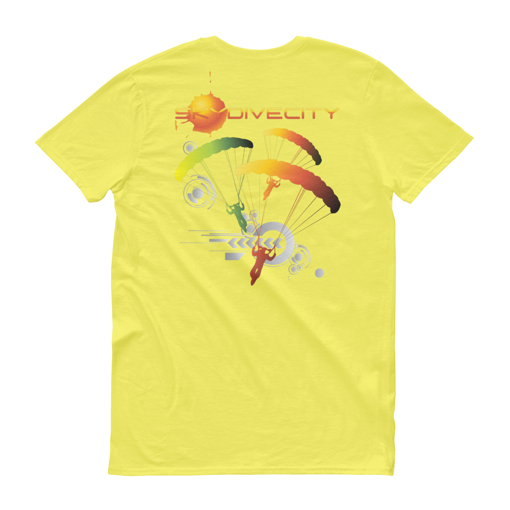 Skydiving T-shirts Skydive City - Sunrise - Men`s Colored T-Shirts, Men's Colored Tees, Skydiving Apparel, Skydiving Apparel, Skydiving Apparel, Skydiving Gear, Olympics, T-Shirts, Skydive Chicago, Skydive City, Skydive Perris, Drop Zone Apparel, USPA, united states parachute association, Freefly, BASE, World Record,