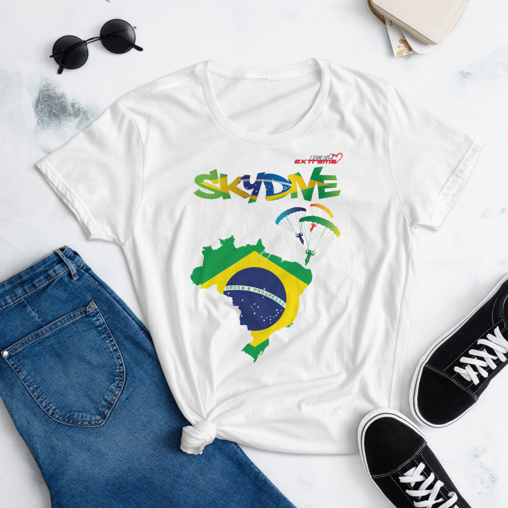 Skydiving T-shirts - Skydive All World - BRAZIL - Ladies' Tee -, Shirts, Skydiving Apparel, Skydiving Apparel, Skydiving Apparel, Skydiving Gear, Olympics, T-Shirts, Skydive Chicago, Skydive City, Skydive Perris, Drop Zone Apparel, USPA, united states parachute association, Freefly, BASE, World Record,