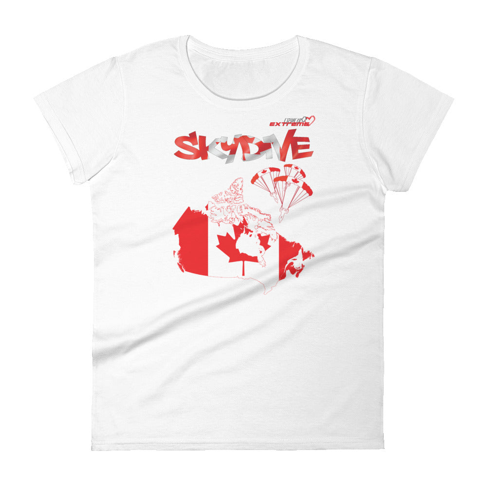 Skydiving T-shirts - Skydive All World - CANADA - Ladies' Tee, Shirts, Skydiving Apparel, Skydiving Apparel, Skydiving Apparel, Skydiving Gear, Olympics, T-Shirts, Skydive Chicago, Skydive City, Skydive Perris, Drop Zone Apparel, USPA, united states parachute association, Freefly, BASE, World Record,