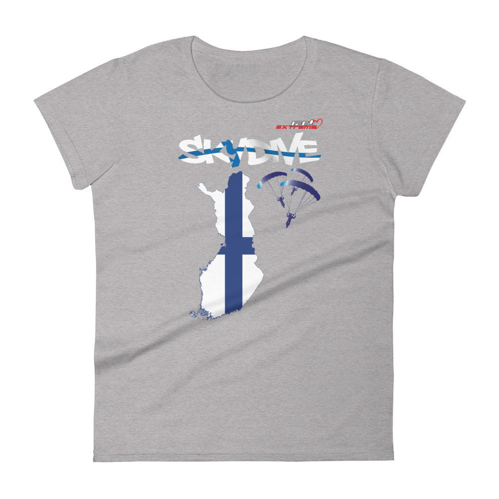 Skydiving T-shirts - Skydive All World - FINLAND - Ladies' Tee -, Shirts, Skydiving Apparel, Skydiving Apparel, Skydiving Apparel, Skydiving Gear, Olympics, T-Shirts, Skydive Chicago, Skydive City, Skydive Perris, Drop Zone Apparel, USPA, united states parachute association, Freefly, BASE, World Record,