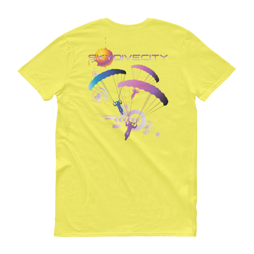 Skydiving T-shirts Skydive City - Flamingo - Men`s Colored T-Shirts, Men's Colored Tees, Skydiving Apparel, Skydiving Apparel, Skydiving Apparel, Skydiving Gear, Olympics, T-Shirts, Skydive Chicago, Skydive City, Skydive Perris, Drop Zone Apparel, USPA, united states parachute association, Freefly, BASE, World Record,