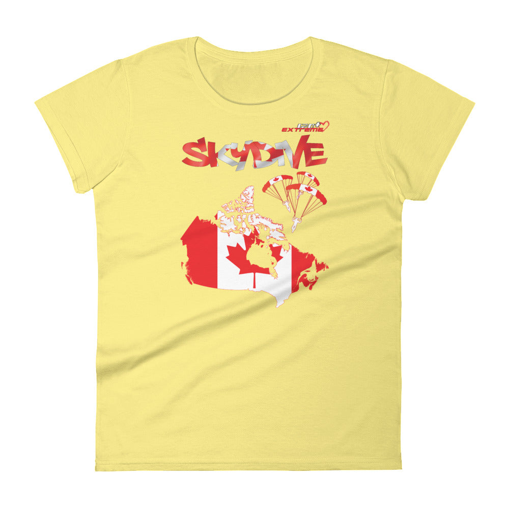 Skydiving T-shirts - Skydive All World - CANADA - Ladies' Tee, Shirts, Skydiving Apparel, Skydiving Apparel, Skydiving Apparel, Skydiving Gear, Olympics, T-Shirts, Skydive Chicago, Skydive City, Skydive Perris, Drop Zone Apparel, USPA, united states parachute association, Freefly, BASE, World Record,