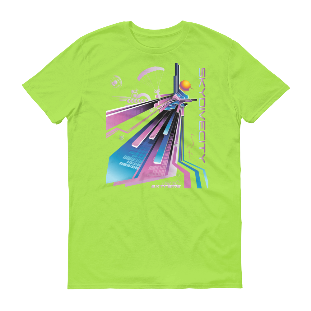 Skydiving T-shirts Skydive City - Flamingo - Men`s Colored T-Shirts, Men's Colored Tees, Skydiving Apparel, Skydiving Apparel, Skydiving Apparel, Skydiving Gear, Olympics, T-Shirts, Skydive Chicago, Skydive City, Skydive Perris, Drop Zone Apparel, USPA, united states parachute association, Freefly, BASE, World Record,