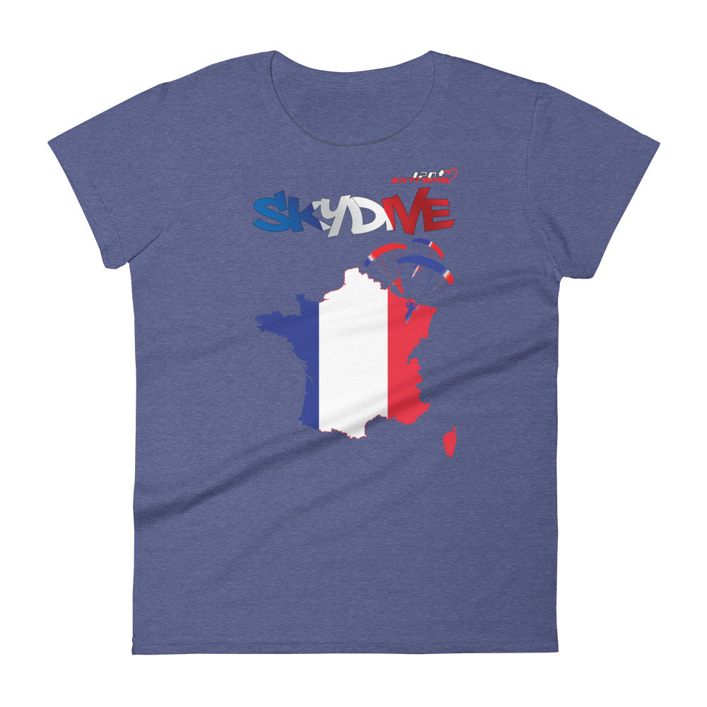 Skydiving T-shirts - Skydive All World - FRANCE - Ladies' Tee -, Shirts, Skydiving Apparel, Skydiving Apparel, Skydiving Apparel, Skydiving Gear, Olympics, T-Shirts, Skydive Chicago, Skydive City, Skydive Perris, Drop Zone Apparel, USPA, united states parachute association, Freefly, BASE, World Record,