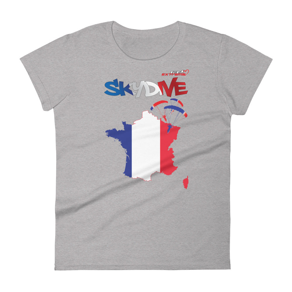 Skydiving T-shirts - Skydive All World - FRANCE - Ladies' Tee -, Shirts, Skydiving Apparel, Skydiving Apparel, Skydiving Apparel, Skydiving Gear, Olympics, T-Shirts, Skydive Chicago, Skydive City, Skydive Perris, Drop Zone Apparel, USPA, united states parachute association, Freefly, BASE, World Record,