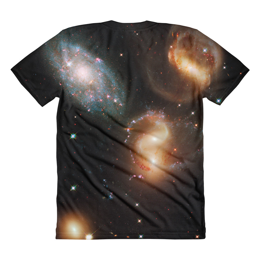 Skydiving T-shirts SPACE - Galactic wreckage in Stephan's Quintet - Women's sublimation t-shirt, T-shirt, Skydiving Apparel, Skydiving Apparel, Skydiving Apparel, Skydiving Gear, Olympics, T-Shirts, Skydive Chicago, Skydive City, Skydive Perris, Drop Zone Apparel, USPA, united states parachute association, Freefly, BASE, World Record,