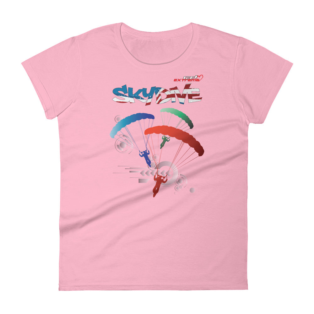 Skydiving T-shirts - Skydive Around - AMERICA - Ladies' Tee, Shirts, Skydiving Apparel, Skydiving Apparel, Skydiving Apparel, Skydiving Gear, Olympics, T-Shirts, Skydive Chicago, Skydive City, Skydive Perris, Drop Zone Apparel, USPA, united states parachute association, Freefly, BASE, World Record,