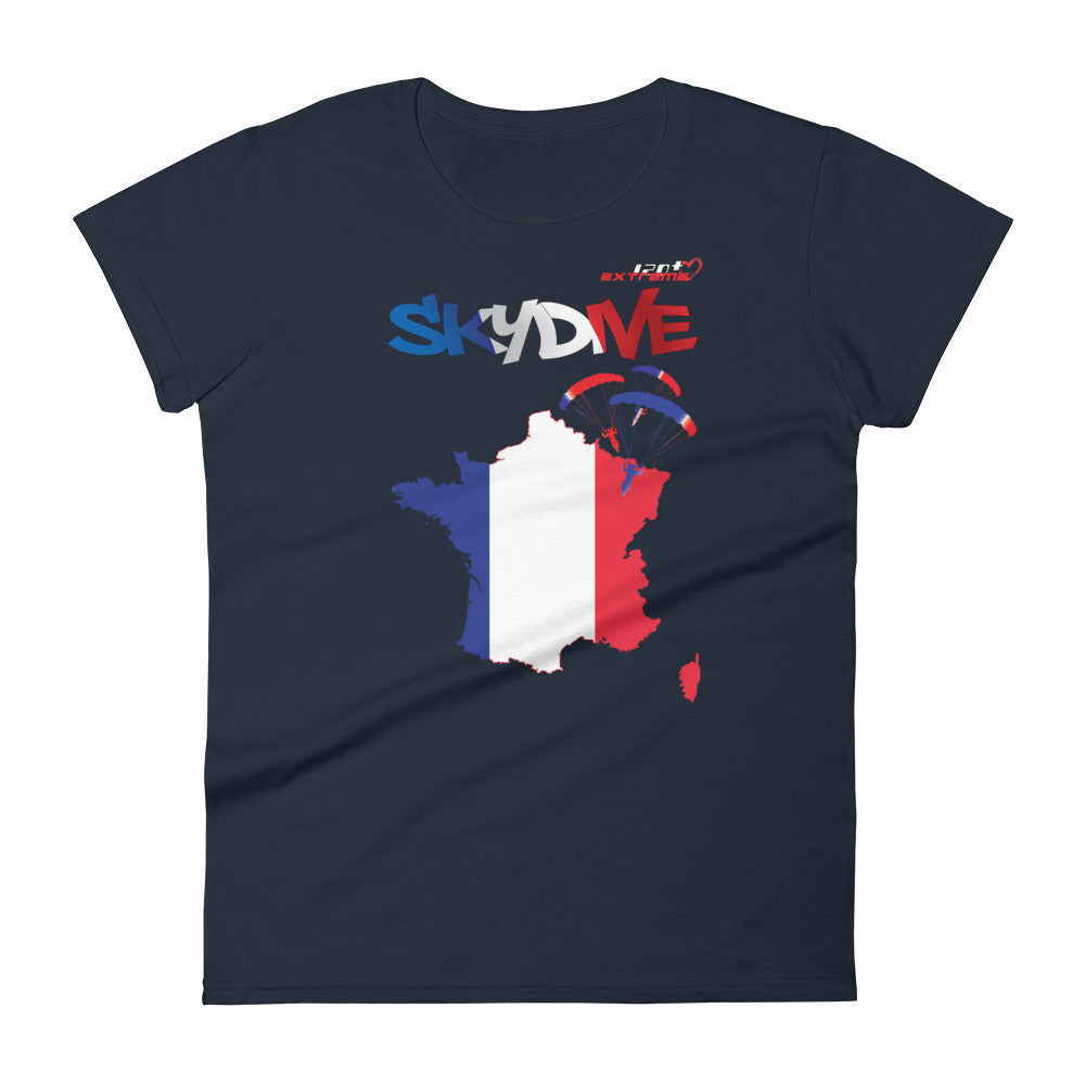 Skydiving T-shirts - Skydive All World - FRANCE - Ladies' Tee -, Shirts, Skydiving Apparel, Skydiving Apparel, Skydiving Apparel, Skydiving Gear, Olympics, T-Shirts, Skydive Chicago, Skydive City, Skydive Perris, Drop Zone Apparel, USPA, united states parachute association, Freefly, BASE, World Record,