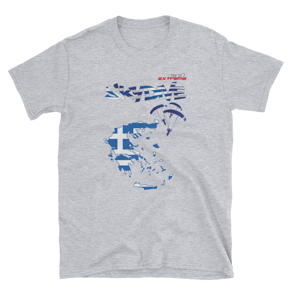 Skydiving T-shirts - Skydive World - GREECE - Cotton Tee -, Shirts, Skydiving Apparel, Skydiving Apparel, Skydiving Apparel, Skydiving Gear, Olympics, T-Shirts, Skydive Chicago, Skydive City, Skydive Perris, Drop Zone Apparel, USPA, united states parachute association, Freefly, BASE, World Record,