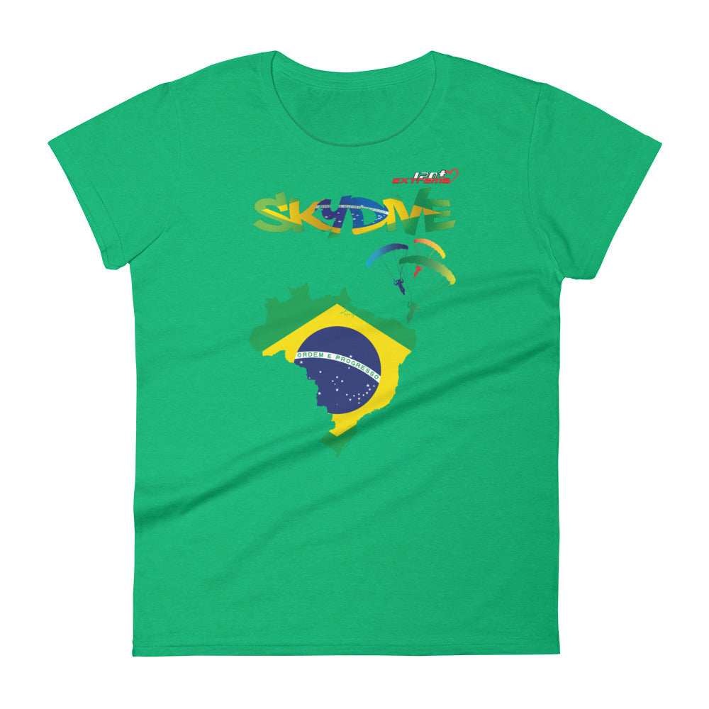 Skydiving T-shirts - Skydive All World - BRAZIL - Ladies' Tee -, Shirts, Skydiving Apparel, Skydiving Apparel, Skydiving Apparel, Skydiving Gear, Olympics, T-Shirts, Skydive Chicago, Skydive City, Skydive Perris, Drop Zone Apparel, USPA, united states parachute association, Freefly, BASE, World Record,