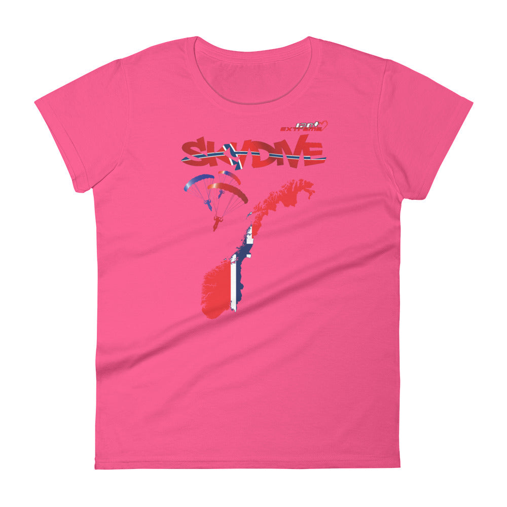 Skydiving T-shirts - Skydive All World - NORWAY - Ladies' Tee -, Shirts, Skydiving Apparel, Skydiving Apparel, Skydiving Apparel, Skydiving Gear, Olympics, T-Shirts, Skydive Chicago, Skydive City, Skydive Perris, Drop Zone Apparel, USPA, united states parachute association, Freefly, BASE, World Record,