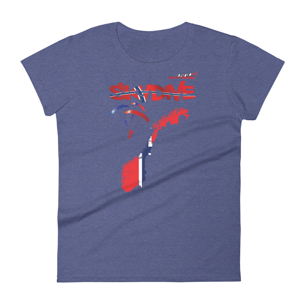 Skydiving T-shirts - Skydive All World - NORWAY - Ladies' Tee -, Shirts, Skydiving Apparel, Skydiving Apparel, Skydiving Apparel, Skydiving Gear, Olympics, T-Shirts, Skydive Chicago, Skydive City, Skydive Perris, Drop Zone Apparel, USPA, united states parachute association, Freefly, BASE, World Record,