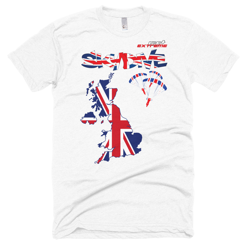 Skydiving T-shirts - Skydive All World - UK - The United Kingdom - Unisex Tee -, Shirts, Skydiving Apparel, Skydiving Apparel, Skydiving Apparel, Skydiving Gear, Olympics, T-Shirts, Skydive Chicago, Skydive City, Skydive Perris, Drop Zone Apparel, USPA, united states parachute association, Freefly, BASE, World Record,