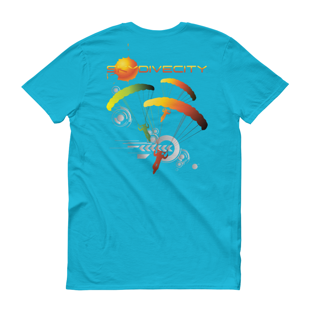 Skydiving T-shirts Skydive City - Sunrise - Men`s Colored T-Shirts, Men's Colored Tees, Skydiving Apparel, Skydiving Apparel, Skydiving Apparel, Skydiving Gear, Olympics, T-Shirts, Skydive Chicago, Skydive City, Skydive Perris, Drop Zone Apparel, USPA, united states parachute association, Freefly, BASE, World Record,