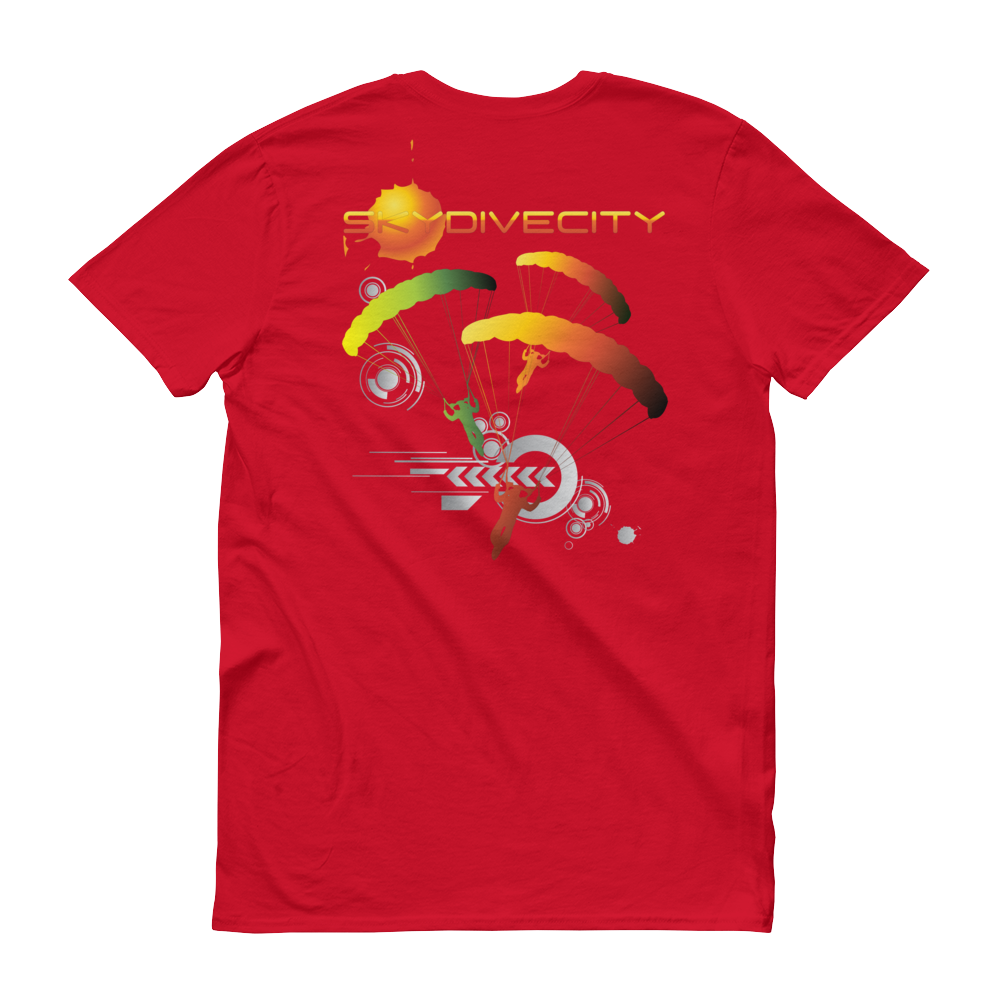 Skydiving T-shirts Skydive City - Sunrise - Men`s Colored T-Shirts, Men's Colored Tees, Skydiving Apparel, Skydiving Apparel, Skydiving Apparel, Skydiving Gear, Olympics, T-Shirts, Skydive Chicago, Skydive City, Skydive Perris, Drop Zone Apparel, USPA, united states parachute association, Freefly, BASE, World Record,