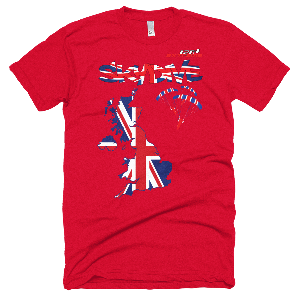 Skydiving T-shirts - Skydive All World - UK - The United Kingdom - Unisex Tee -, Shirts, Skydiving Apparel, Skydiving Apparel, Skydiving Apparel, Skydiving Gear, Olympics, T-Shirts, Skydive Chicago, Skydive City, Skydive Perris, Drop Zone Apparel, USPA, united states parachute association, Freefly, BASE, World Record,