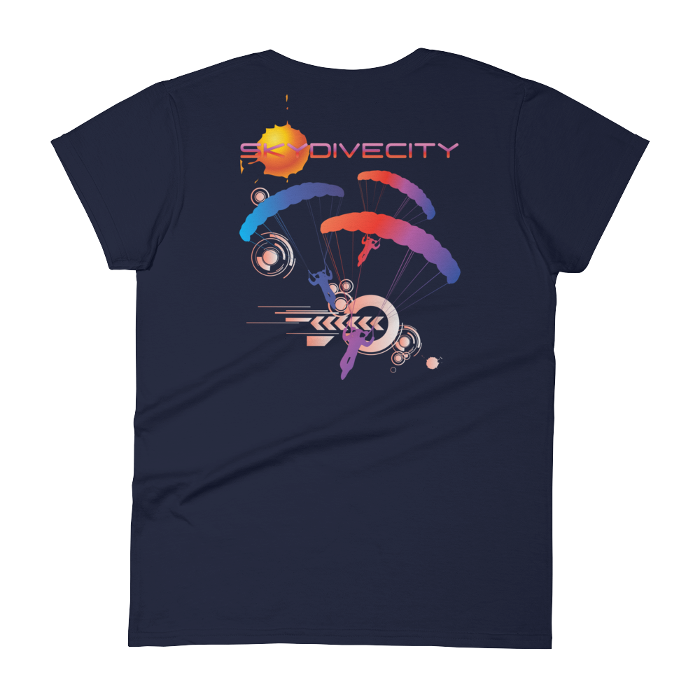 Skydiving T-shirts Skydive City - Sunset - Women`s Colored T-Shirts, Women's Colored Tees, Skydiving Apparel, Skydiving Apparel, Skydiving Apparel, Skydiving Gear, Olympics, T-Shirts, Skydive Chicago, Skydive City, Skydive Perris, Drop Zone Apparel, USPA, united states parachute association, Freefly, BASE, World Record,