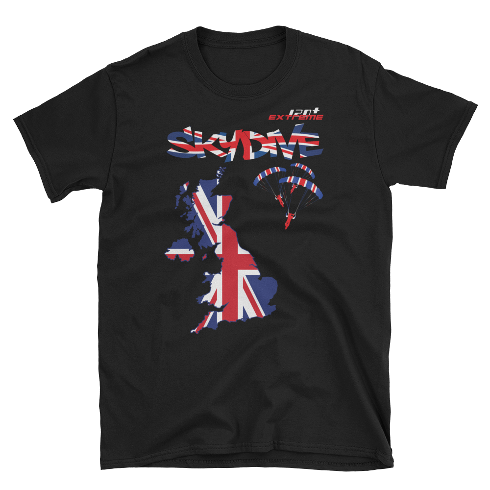 Skydiving T-shirts - Skydive World - The United Kingdom (UK) - Cotton Tee -, Shirts, Skydiving Apparel, Skydiving Apparel, Skydiving Apparel, Skydiving Gear, Olympics, T-Shirts, Skydive Chicago, Skydive City, Skydive Perris, Drop Zone Apparel, USPA, united states parachute association, Freefly, BASE, World Record,