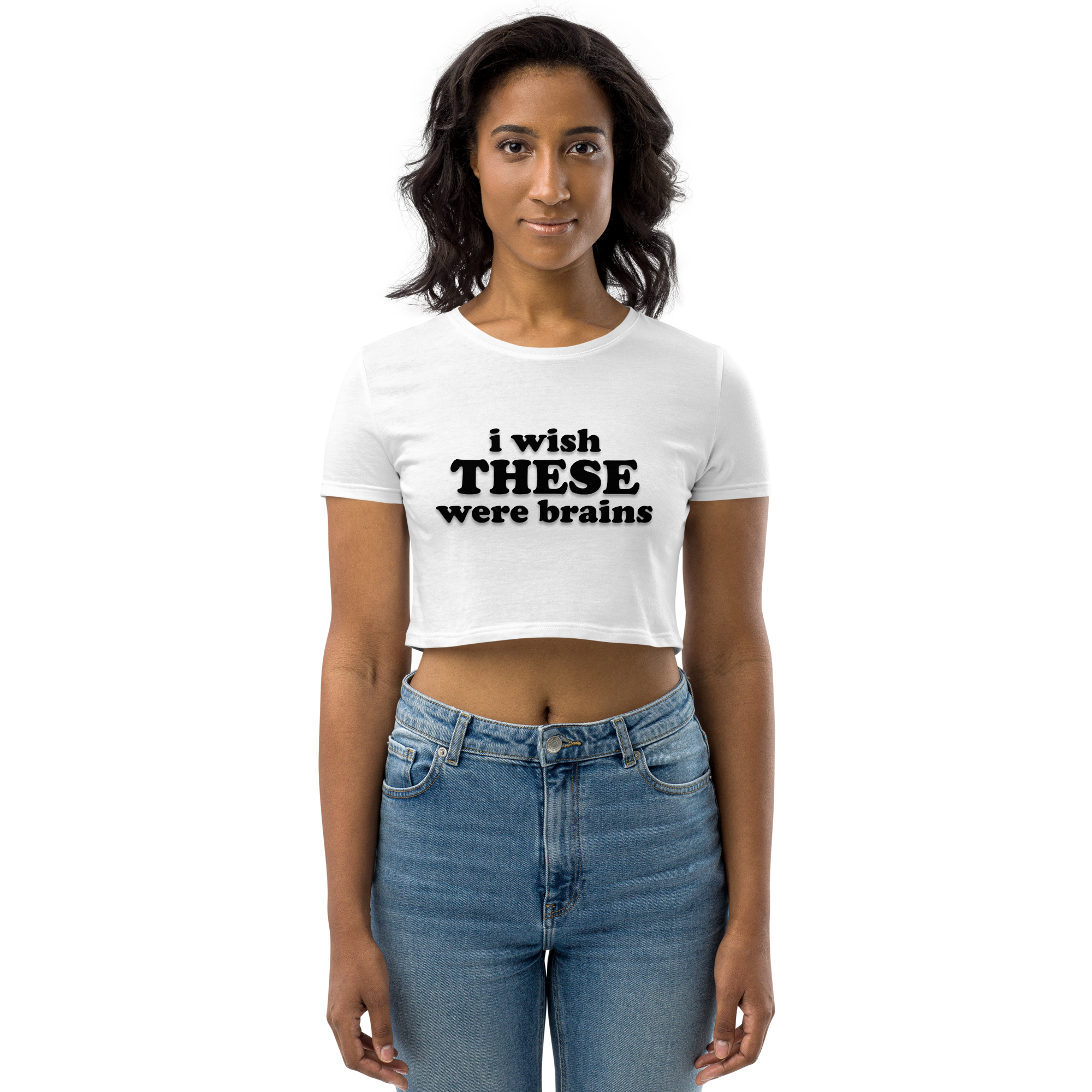 - I ♡ You - I Wish These Were Brains - Women Crop Top