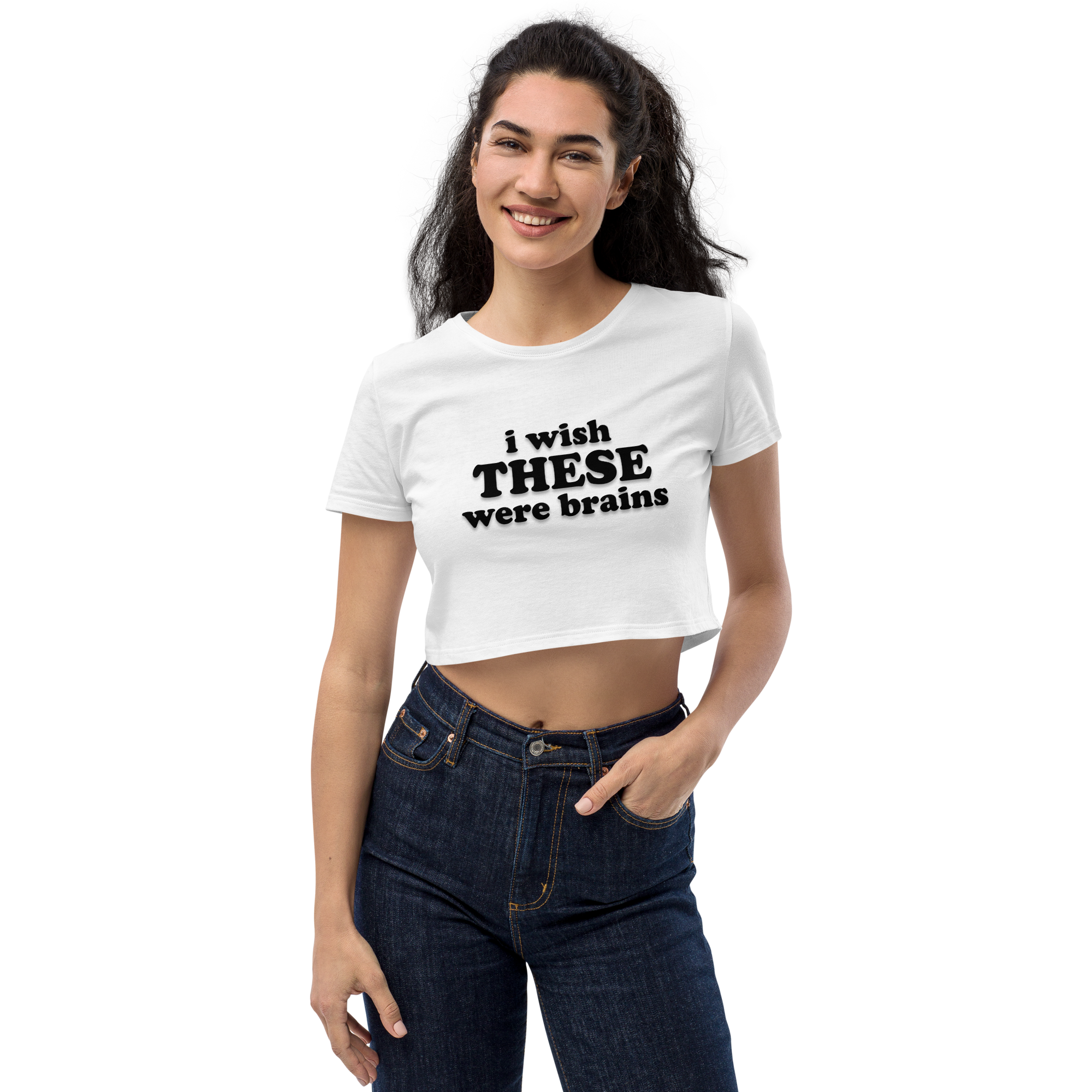 - I ♡ You - I Wish These Were Brains - Women Crop Top